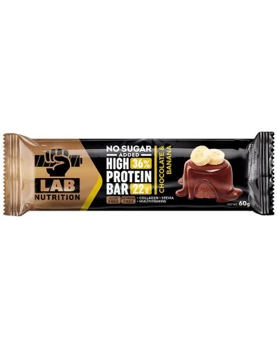 Протеинов бар, шоколад и банан, 60 г, Lab Nutrition / High Protein Bar, Chocolate & Banana, 60 g, Lab Nutrition