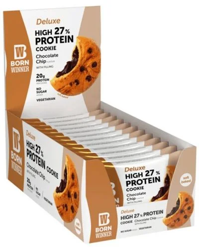 Deluxe Protein Cookie, шоко чип, 12 броя, Born Winner