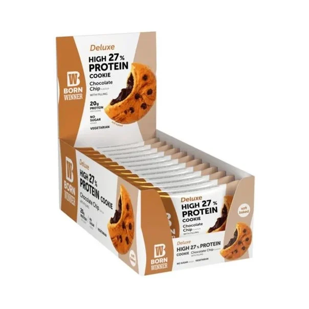 Deluxe Protein Cookie, шоко чип, 12 броя, Born Winner - Born Winner