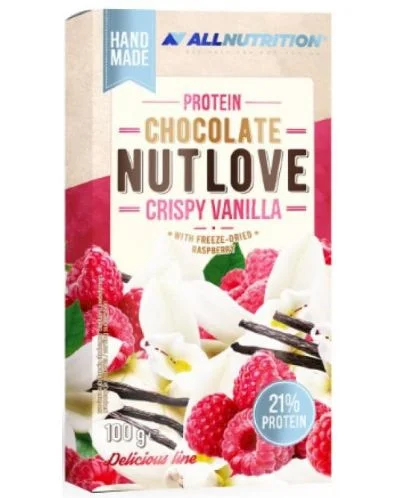 Nutlove Протеинов шоколад, бял шоколад с малина, 100 g, AllNutrition