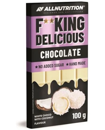Fitking Delicious Chocolate, бял шоколад с кокос, 100 g, AllNutrition