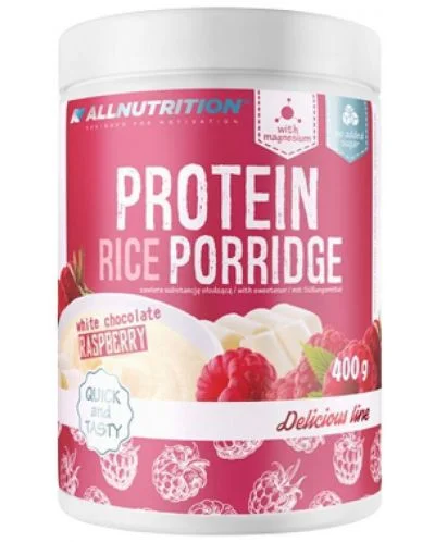 Protein Rice Poridge, бял шоколад с малина, 400 g, AllNutrition