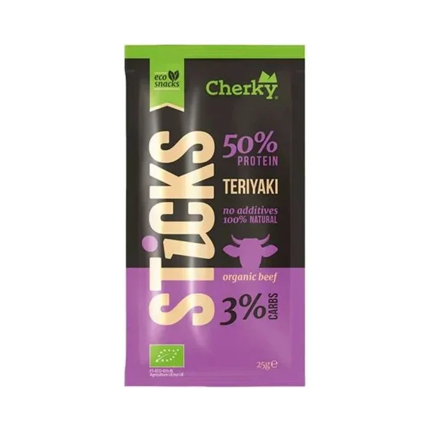 Био пръчица от говеждо месо терияки, 25 g, Cherky - Cherky