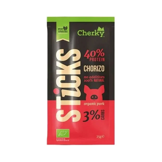 Био пръчица от свинско месо чоризо, 25 g, Cherky - Cherky