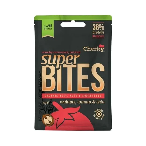 Био хапки от говеждо месо, орехи, домати и чиа, 30 g, Cherky - Cherky