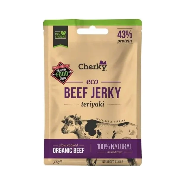 Био джърки от говеждо месо терияки, 30 g, Cherky - Cherky