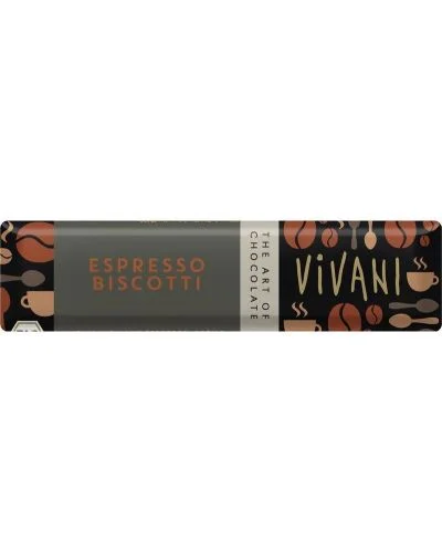 Био шоколадов бар с еспресо и бишкоти, 40 g, Vivani