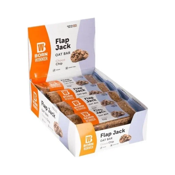 Flap Jack Oat Bar, шоколад с парченца, 12 броя, Born Winner - Born Winner