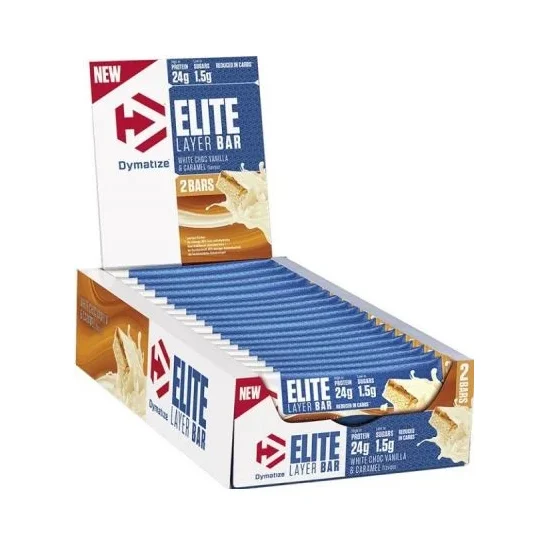 Elite Layer Протеинови барове, ванилия и карамел, 18 броя, Dymatize - Dymatize