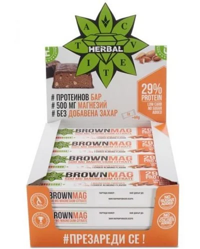 BrownMag Протеинови барове, бадем, 12 броя, Cvetita Herbal