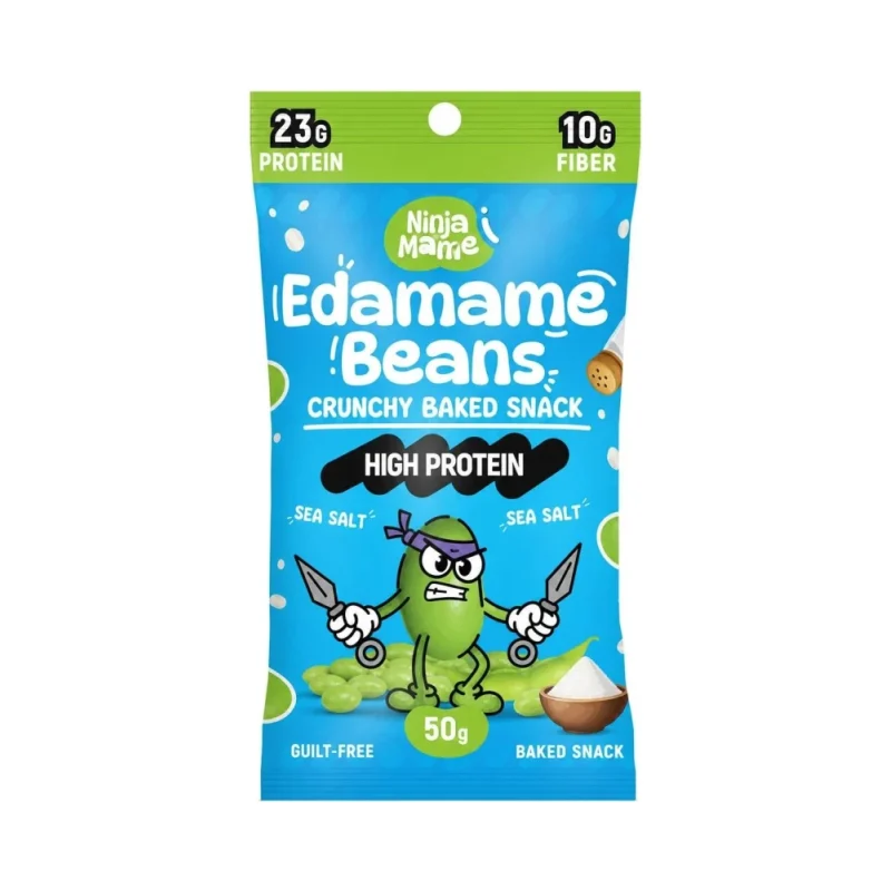 Високопротеинов снакс от печено едамаме, морска сол, 50 g, Ninja Mame - Ninjamame