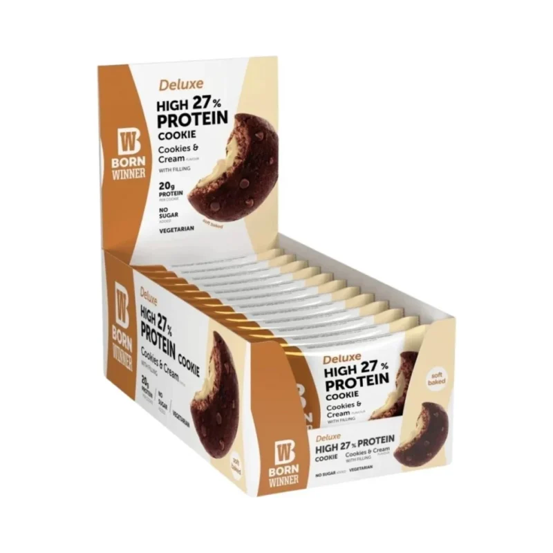 Deluxe Protein Cookie, курабийки с крем, 12 броя, Born Winner - Born Winner