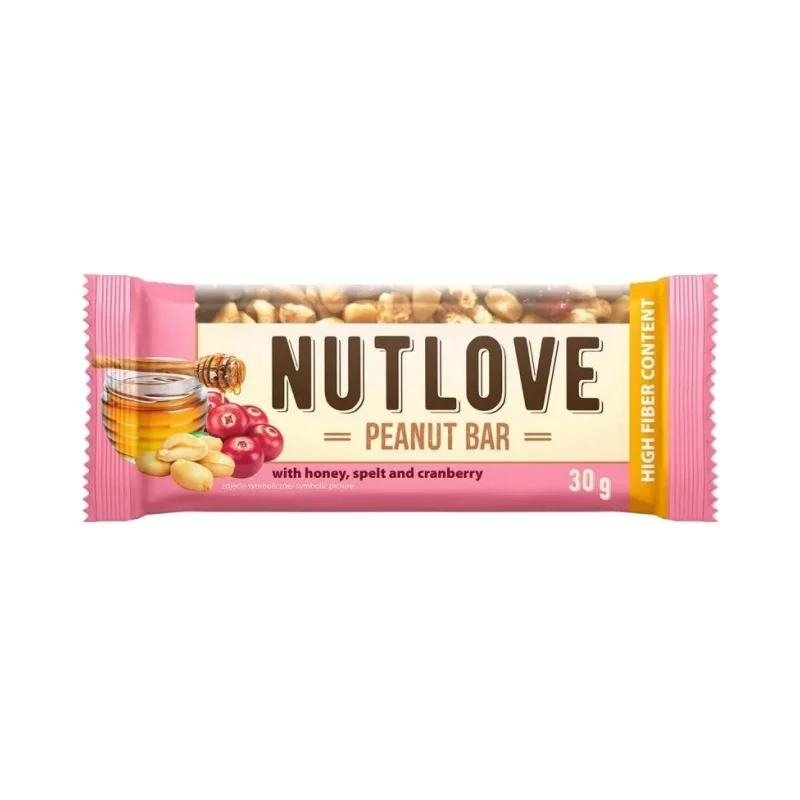 Nutlove Peanut Bar, червена боровинка, 30 g, AllNutrition - Allnutrition