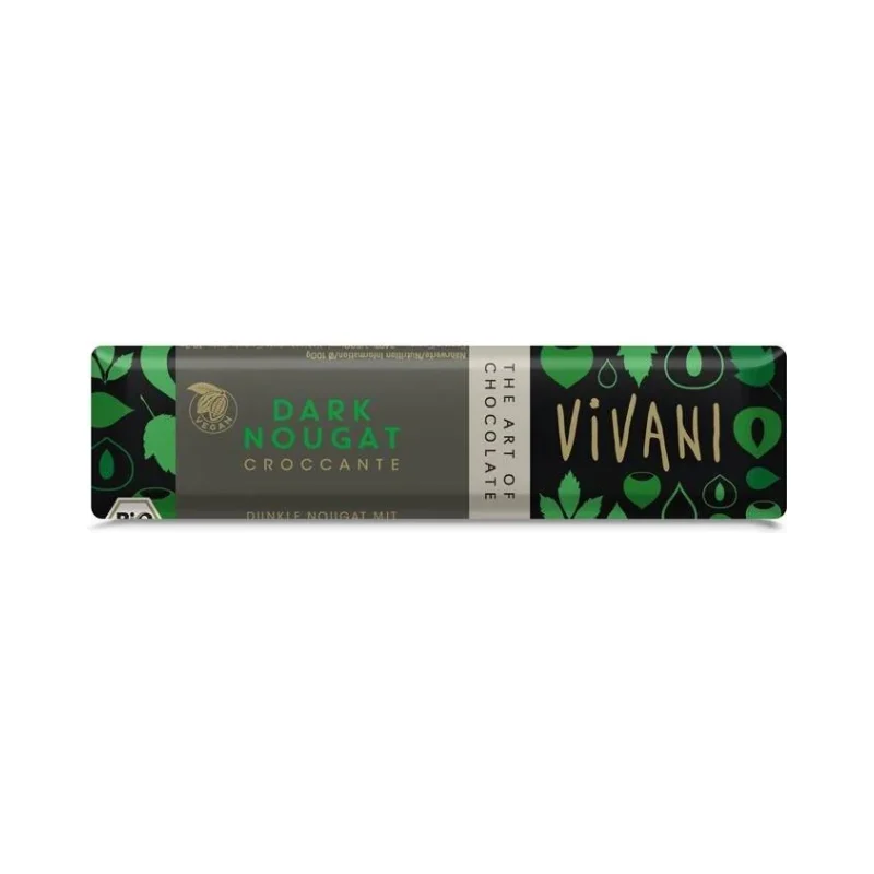 Био шоколадов бар с тъмна нуга и крокант, 35 g, Vivani - Vivani