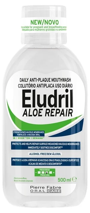 Eludril Ежедневна антиплакова вода за уста Aloe Repair, без алкохол