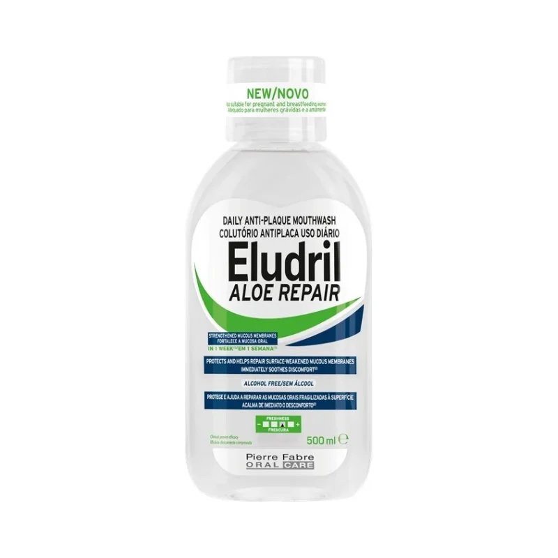 Eludril Ежедневна антиплакова вода за уста Aloe Repair, без алкохол - Eludril