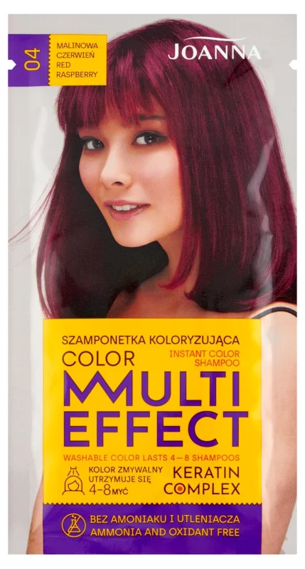 Joanna Multi Effect Оцветяващ шампоан, 04 Raspberry Red
