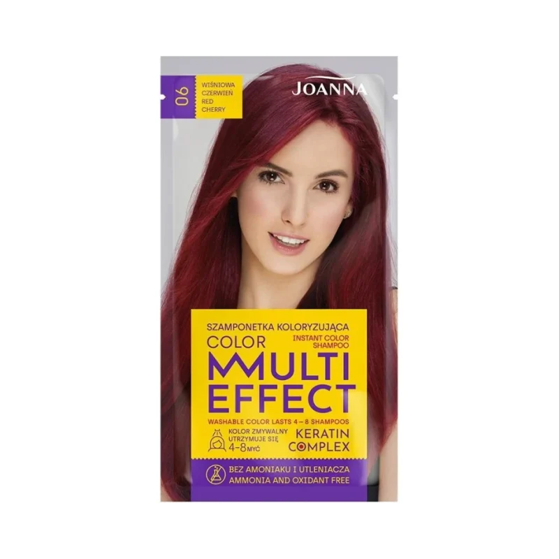 Joanna Multi Effect Оцветяващ шампоан, 06 Cherry Red - Joanna