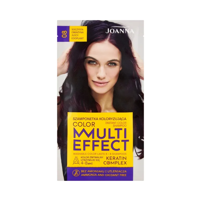Joanna Multi Effect Оцветяващ шампоан, 08 Juicy Eggplant - Joanna