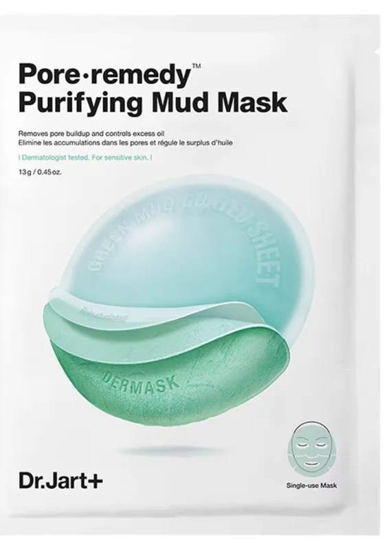 Dr. Jart+ Почистваща лист маска за лице със зелена кал Pore Remedy