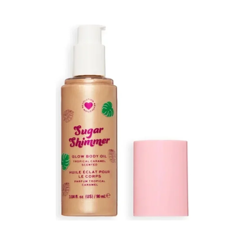 I Heart Revolution Озаряващо олио за тяло Tropical Caramel Glow, Sugar Shimmer Gold