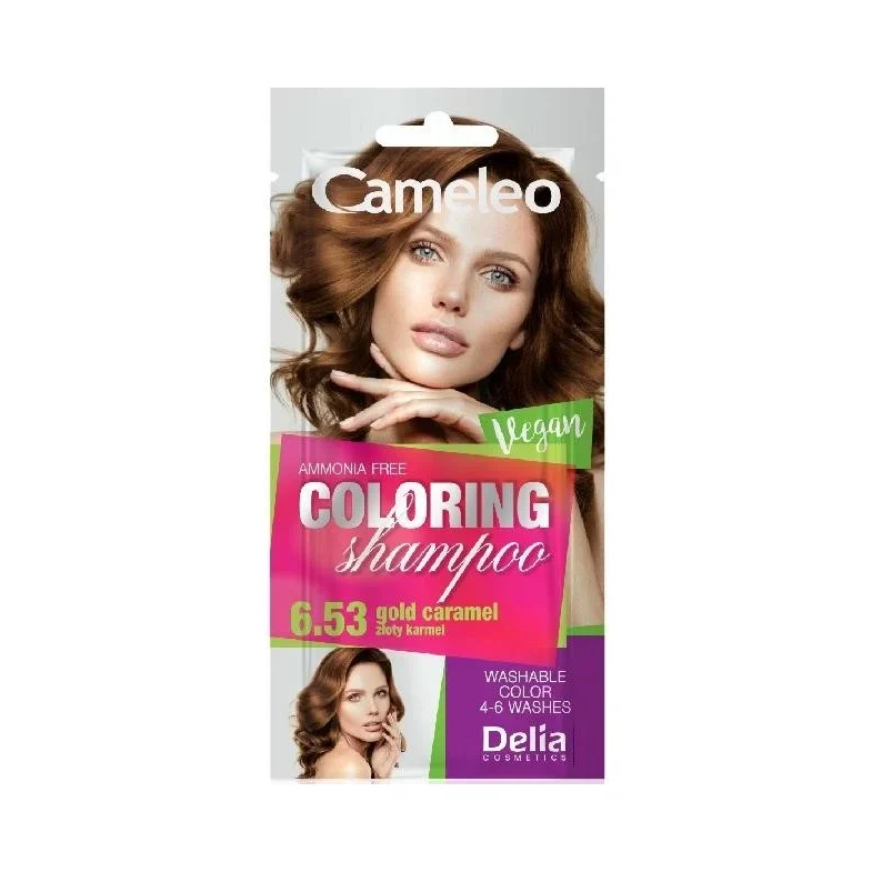 Delia Cameleo Оцветяващ шампоан саше, 6.53 Golden Caramel - ДЕЛИА