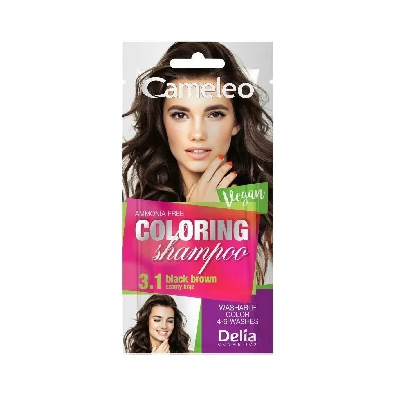 Delia Cameleo Оцветяващ шампоан саше, 3.1 Black Brown - ДЕЛИА