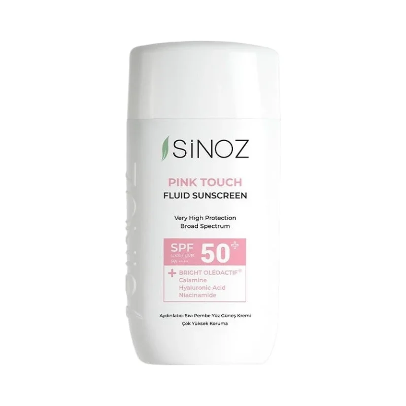 Sinoz Слънцезащитен флуид за лице Pink Touch, за светла кожа, SPF50+