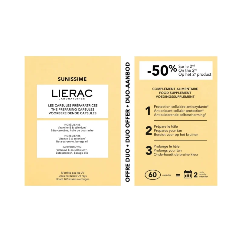Lierac Sunissime Подготвящи капсули Duo, 60 броя