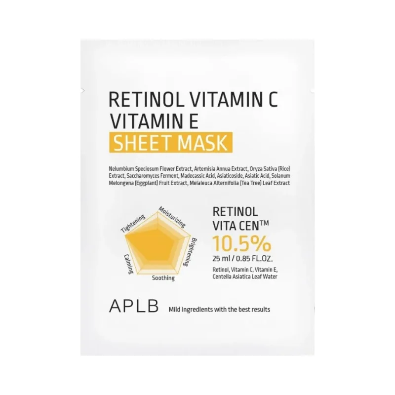 APLB Лист маска за лице Retinol Vitamin C Vitamin E