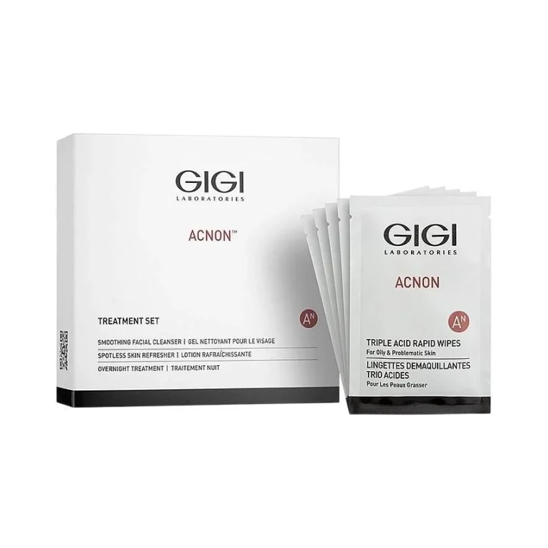 GIGI Acnon Почистващи кърпички за лице Triple Acid Rapid, 30 броя