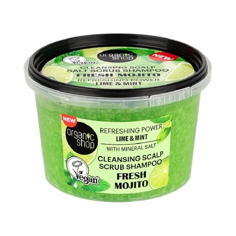Organic Shop Почистващ шампоан-скраб за скалп Fresh Mojito