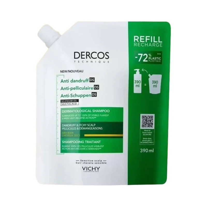 Vichy Dercos Шампоан против пърхот за суха коса Anti-dandruff DS, пълнител