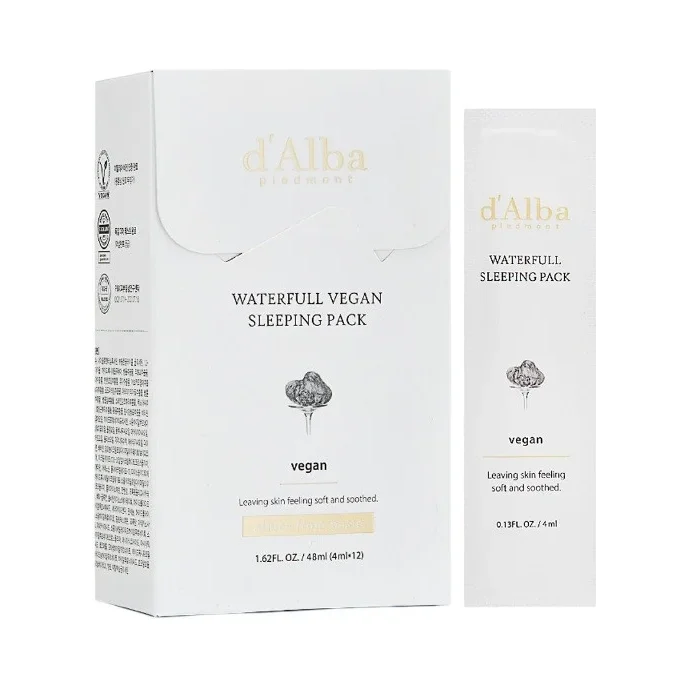 D'Alba Нощни маски за лице Waterfull Vegan, 12 броя