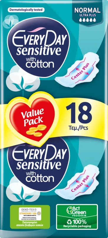 Дамски превръзки Every Day sensitive normal with cotton 18бр.