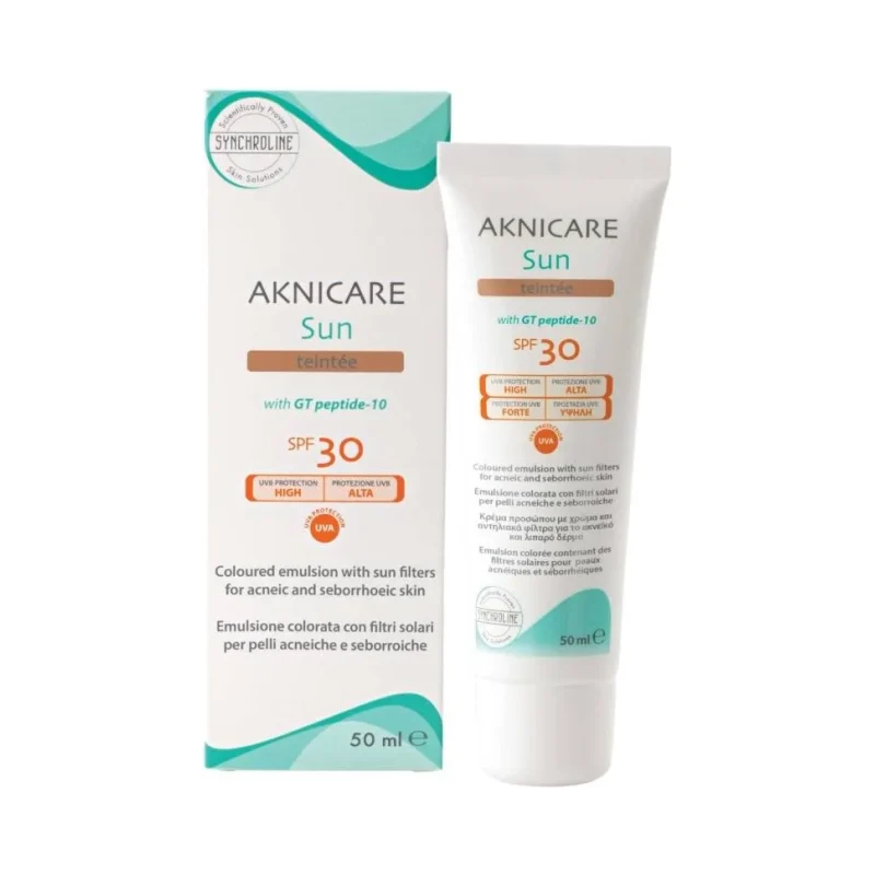 Synchroline Aknicare Тониран слънцезащитен крем за лице за мазна кожа, SPF30