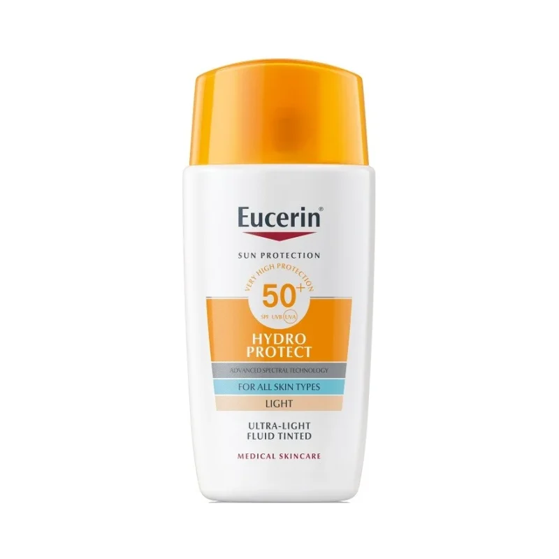 Eucerin Sun Оцветен слънцезащитен флуид за лице Hydro Protect, светъл, SPF50+