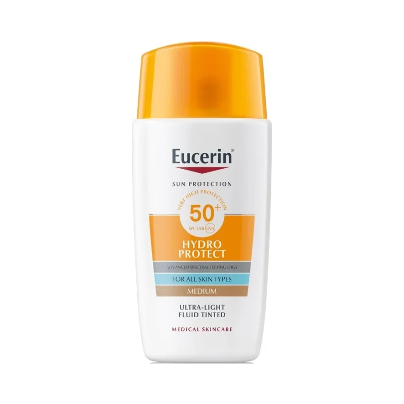 Eucerin Sun Оцветен слънцезащитен флуид за лице Hydro Protect, тъмен, SPF50+