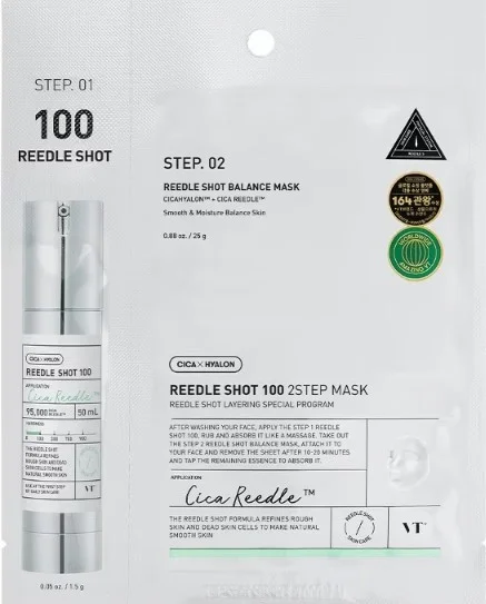 VT Cosmetics Reedle Shot 100 Двустепенна маска за лице с микроигли, 1.5 + 25 g