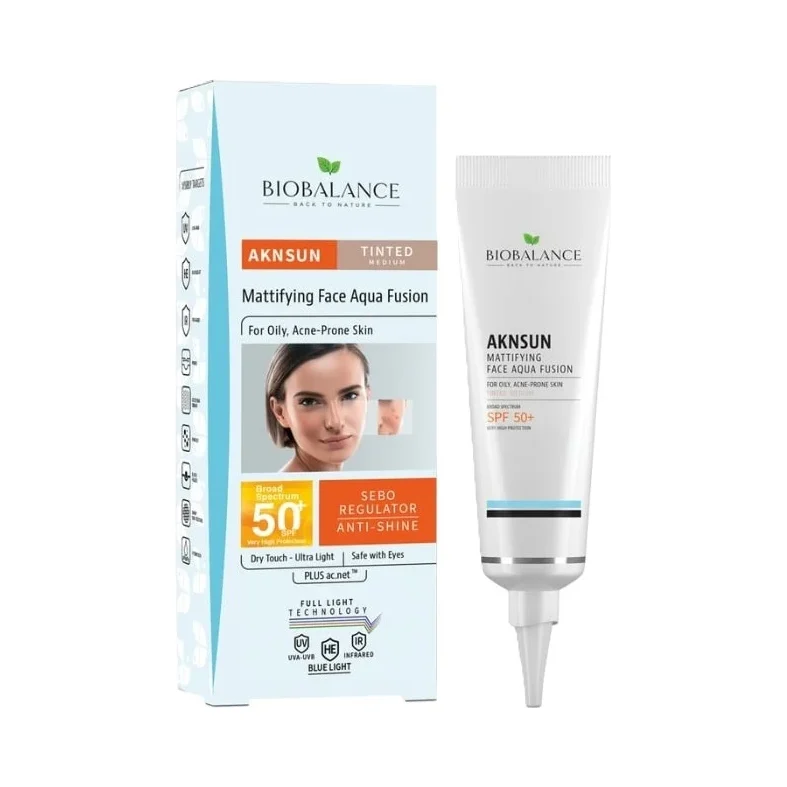 Biobalance Слънцезащитен тониран крем за проблемна кожа Aqua Fusion, SPF50