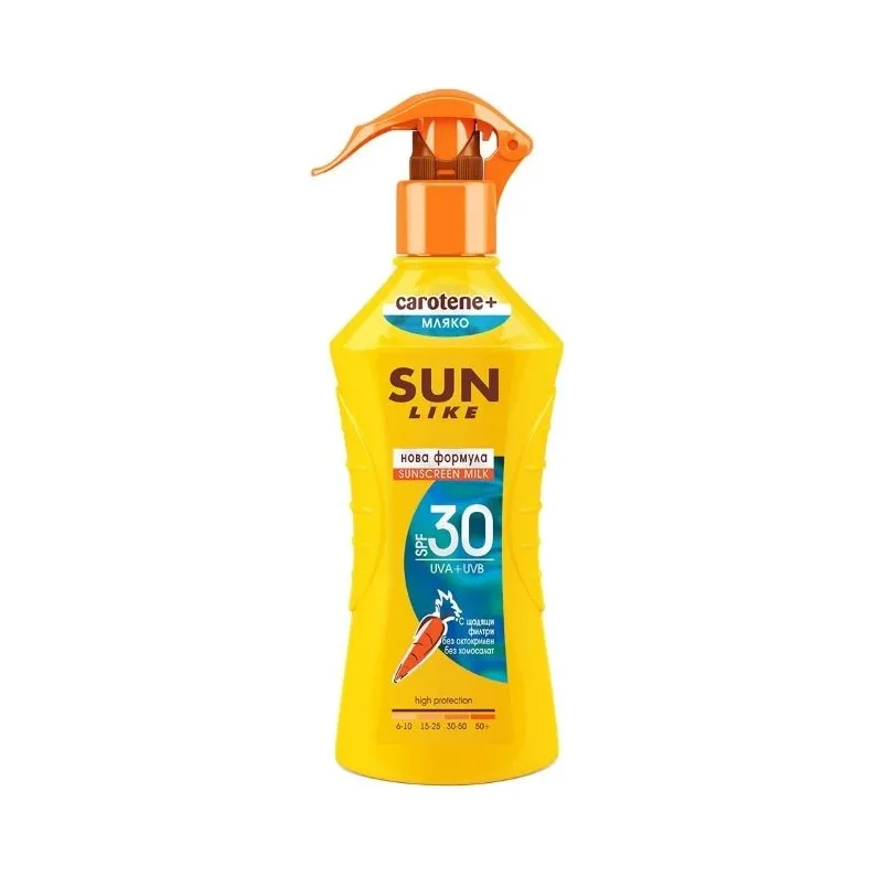 Sun Like Carotene+ Слънцезащитно спрей мляко, SPF30