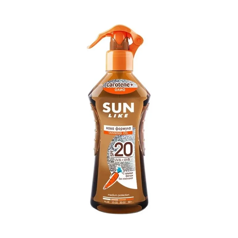 Sun Like Carotene+ Масло за бърз загар и защита, SPF20