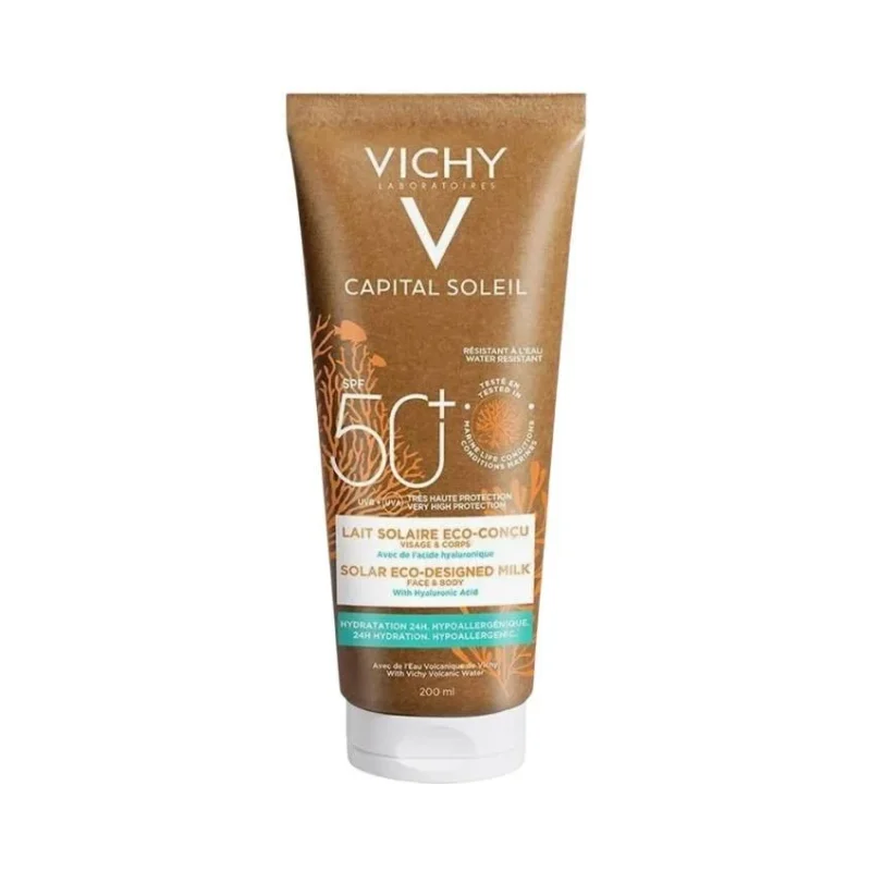 Vichy Capital Soleil Слънцезащитно еко мляко за лице и тяло, SPF50+
