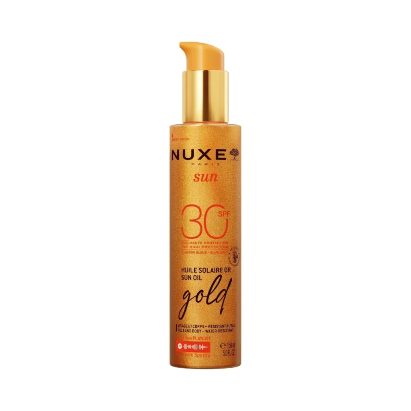 Nuxe Sun Олио за придобиване на тен със златисти частици, SPF30