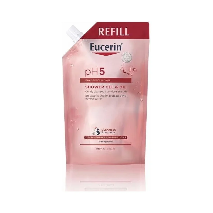 Eucerin pH5 Душ гел с натурални масла, еко пълнител