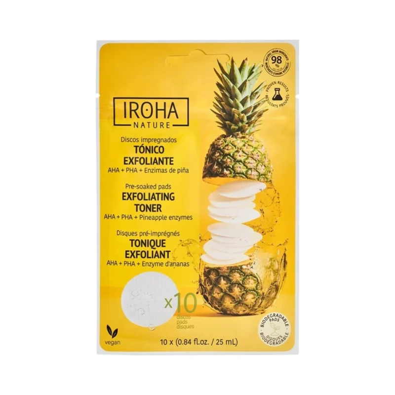 Iroha Nature Ексфолиращи тоник падове за лице, 10 броя