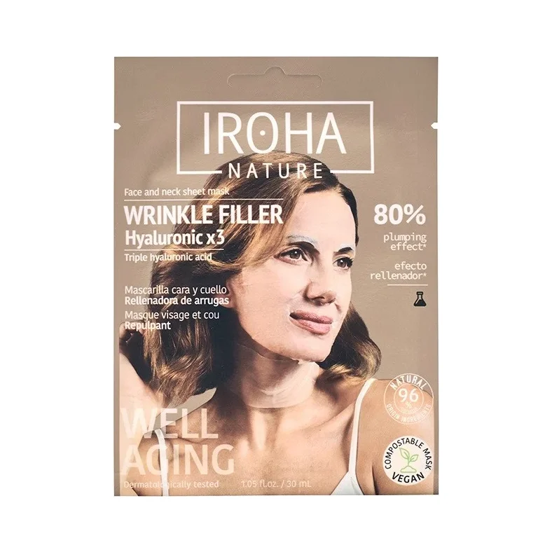 Iroha Nature Хидратираща лист маска за лице и шия с тройна хиалуронова киселина