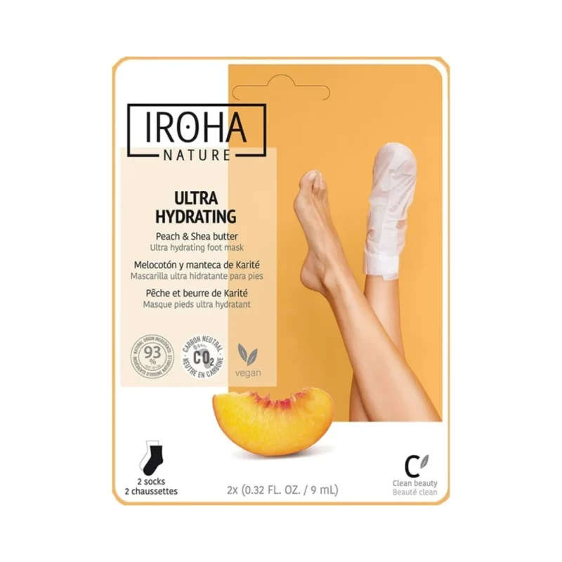 Iroha Nature Подхранваща маска за крака с праскова, 1 чифт