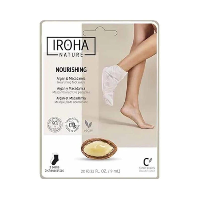 Iroha Nature Омекотяваща маска за крака с масло от арган, 1 чифт