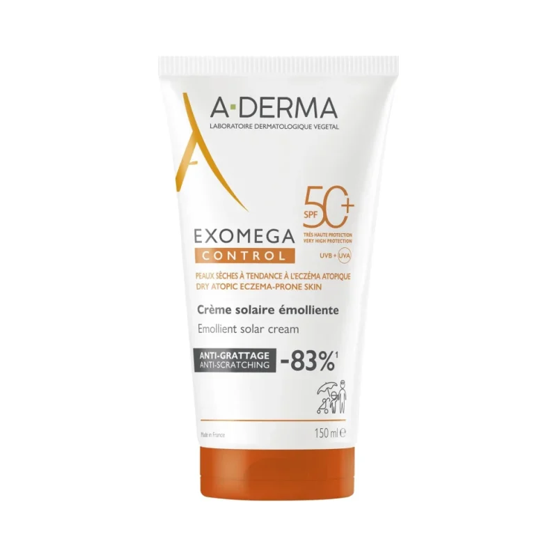 A-Derma Exomega Control Слънцезащитен крем за бебета, деца и възрастни, SPF50+